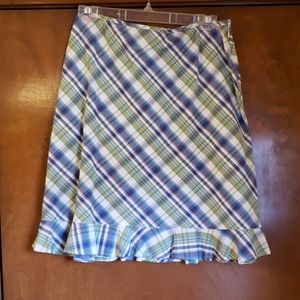 Blue/green plaid skirt